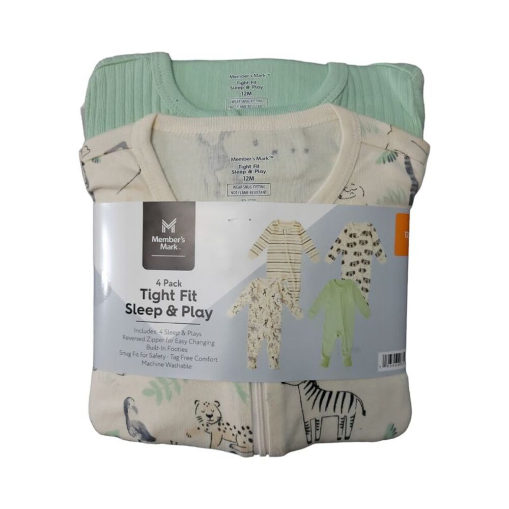 Neutral Animals - Member's Mark Infant & Toddler Boy's 4 Piece Tight Fit Sleep &